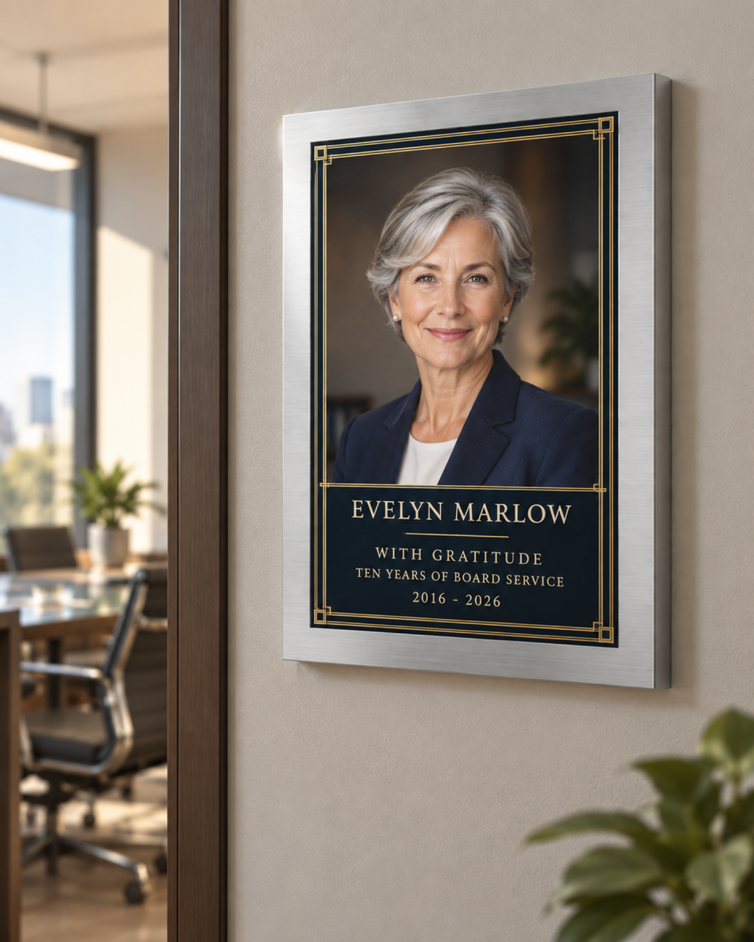 Aluminum Hall Plaque, board service recognition