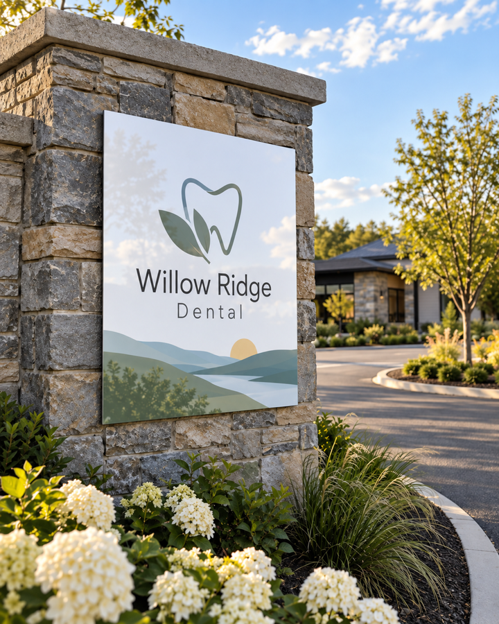 Metal signage, White Gloss exterior building sign