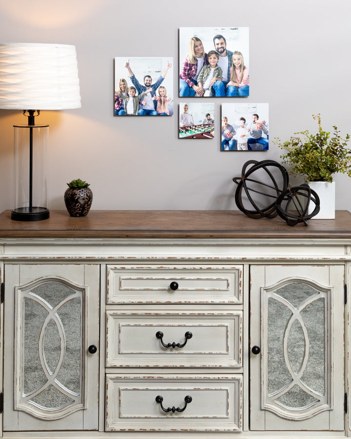 DUO metal print on a dresser