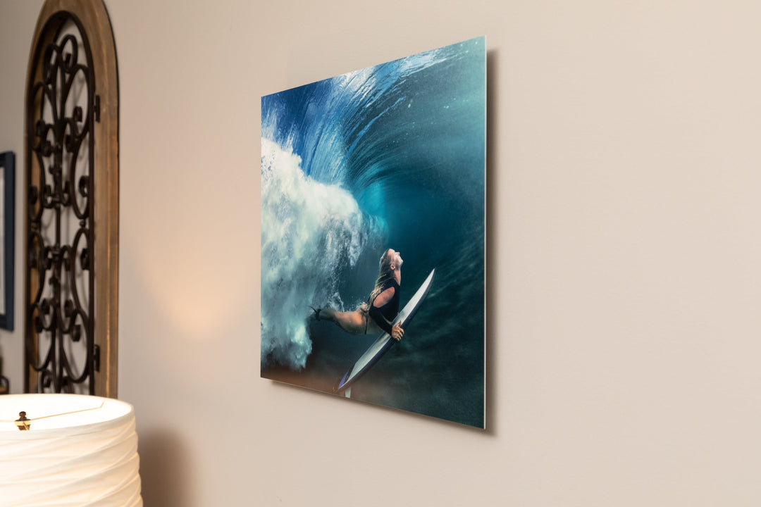Wall Mount metal print hanging flat on the wall